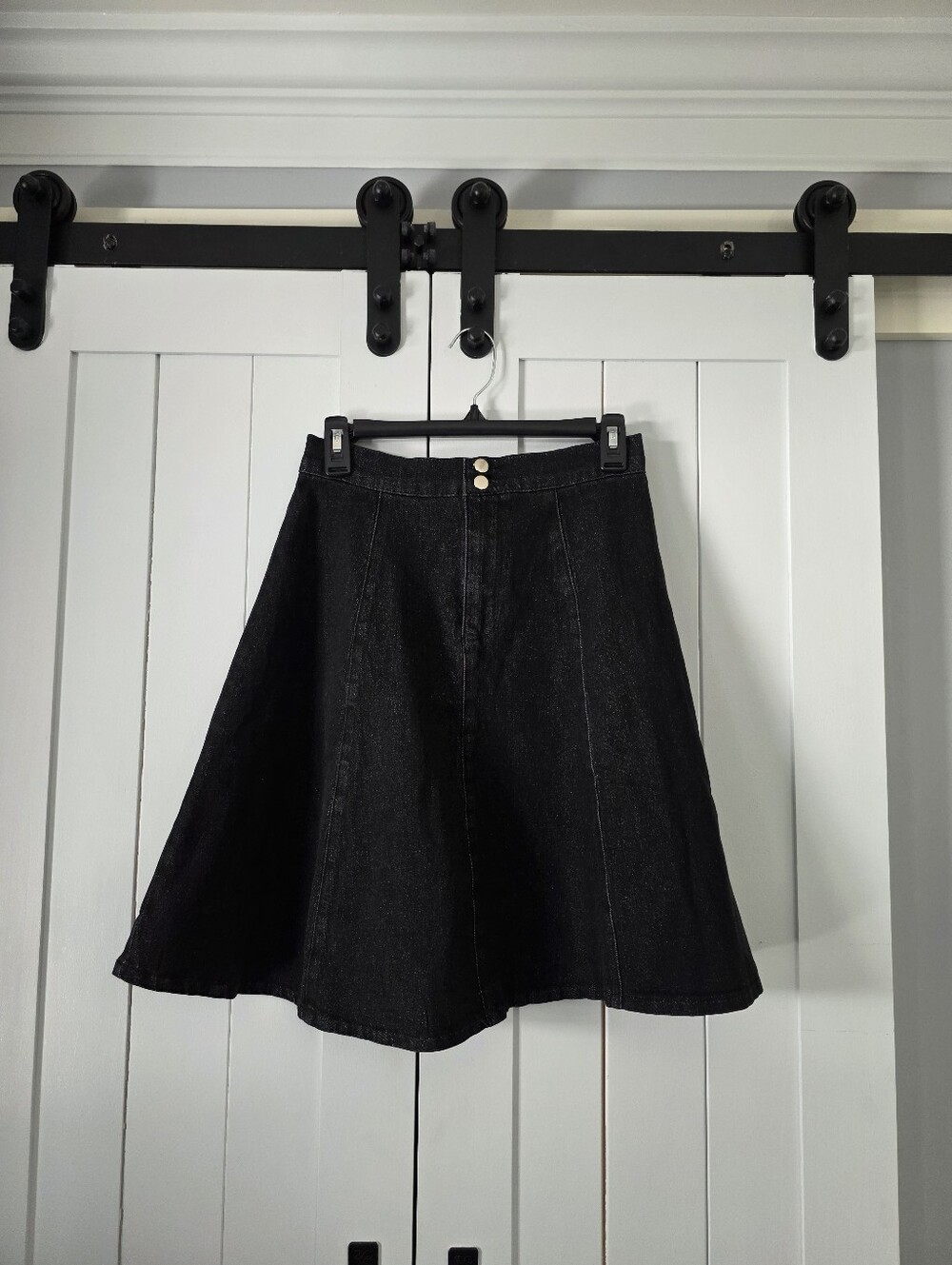 Allegra K High Waisted A-Line Flared Casual Denim Midi Jean Skirt. NEW!